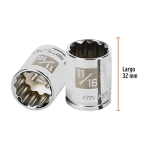 Truper Set da 6 unità 11/16 \ "presa da 12 Pin 3/8 \" 11/16 quadrati \ "Dado con Cuadro per la casa e l'uso professionale - Product Image 3