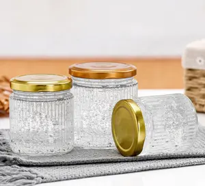 圆形新设计蜂蜜150 200 280 380 500毫升食品储存玻璃罐食品补充剂可食用燕窝立方丝燕带帽