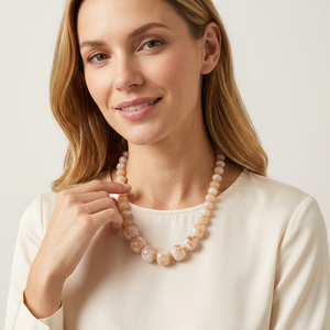 Collier artisanal en résine coulée personnalisé avec perles, bijoux multicolores pour déclaration d'amour, accessoire de mode pour mariage - Product Image 1