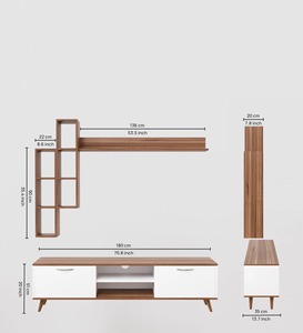 Craft A5 <strong>Tv</strong> Unit With Wall Shelf <strong>Tv</strong> <strong>Stand</strong> With Bookshelf Wall Mounted Shelves Modern Standing Basket <strong>Walnut</strong> - Product Image 6