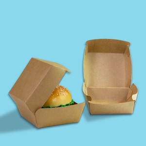 Kotak <span class=keywords><strong>Burger</strong></span> Kertas Kraft Sekali Pakai Grosir Desain Clamshell Anti Minyak Kemasan Makanan Cepat Saji Hamburger untuk Dibawa Pulang - Product Image 2