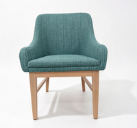 Fauteuil rembourré moderne en tissu avec pieds en bois massif, ensemble table et fauteuil confortable pour hôtel, restaurant, maison, salle à manger