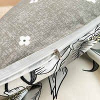 Parure de Lit Imprimée Florale et Végétale en Teinture Active Personnalisée, Tissu Polyester de Qualité Supérieure avec Jupe de Lit, Taies d'Oreiller et Housse de Couette