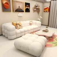 Yisi Cream Style Zuckerwatte-Ecksofa-Set Modernes Sofa Weiche Wolken-Optik Weiße Lammwolle Gewebtes Apartment-Wohnzimmer Getuftetes Schwammsofa