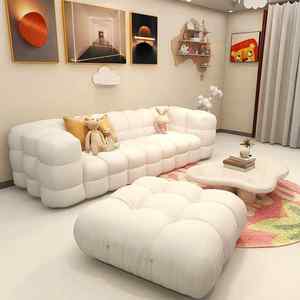 Мягкий угловой диван Yisi Cream Style из хлопка, современный диван-облако, белый, с плетением из овечьей шерсти, для квартиры, гостиной, с пуговицами, для отеля - Product Image 1