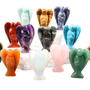 Vente en gros d'oeil de tigre naturel cristal pierre Reiki sculpté cristal artisanat avec ange décoration de la maison matériau mixte pour le thème de l'amour - Product Image 1