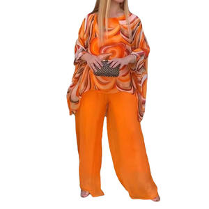 <span class=keywords><strong>Ensemble</strong></span> décontracté 2 pièces en maille pour <span class=keywords><strong>femme</strong></span> : Blouse ample à manches longues et <span class=keywords><strong>pantalon</strong></span> large, écologique, imperméable, respirant, imprimé - Product Image 2