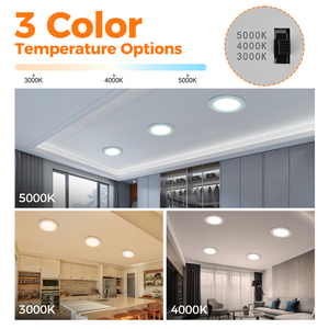 <span class=keywords><strong>Plafonnier</strong></span> LED encastré ultra-plat de <span class=keywords><strong>8</strong></span> pouces 18W, homologué ETL, 3 températures de couleur sélectionnables, sans boîtier, avec boîtier de jonction - Product Image 2