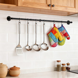 Cổ Bohemian kim loại rèm Rod Set nối dài đôi cơ giới Rèm cực chân đế hiện đại Retro gỗ Rèm đường ray - Product Image 4