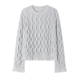 Áo len bán chạy Áo len dệt kim theo yêu cầu Áo len mohair dày màu xám - Product Image 1