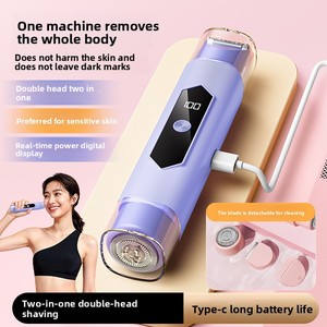 Tondeuse électrique 2-en-1 pour <span class=keywords><strong>femme</strong></span> à double tête, étanche IPX6, utilisation humide/sèche, <span class=keywords><strong>rasoir</strong></span> corporel avec manuel d'utilisation en anglais - Product Image 3