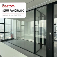 Cloison panoramique double vitrage en aluminium de 80 mm pour bureaux et salles de conférence avec espaces commerciaux
