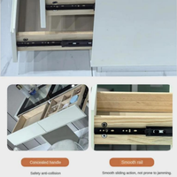 Table de maquillage intégrée moderne minimaliste italienne avec double plateau en verre, miroir éclairé et armoire latérale pour hôtel