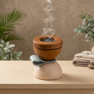 Quemador de Incienso Ecológico de Madera de Acacia con Tapa de Malla Metálica, Decoración para el Hogar, Aromaterapia, Mubkharah, Estilo Único, Bakhoor - Product Image 1