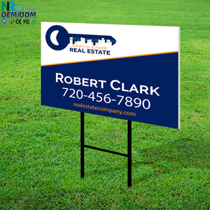 Custom Printed Real Estate Yard Signs Double Sided Corrugated <b>Plastic</b> Lawn Signs with H-Stakes for Realtor Advertising - Product Image 1