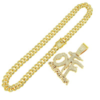 Collier pendentif clavicule entièrement serti de diamants 2025 Iced Out OTF, chaîne cubaine de 20 maillons, accessoires de bijoux pour rappeurs, pour hommes et femmes