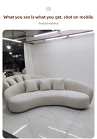 Canapé créatif trois places en cachemire, style nordique moderne minimaliste, forme de noix de cajou, modèle tendance pour salon de beauté