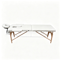 Table de massage portable à 2 sections, pliable, avec pieds en bois, lit de spa avec appui-tête réglable