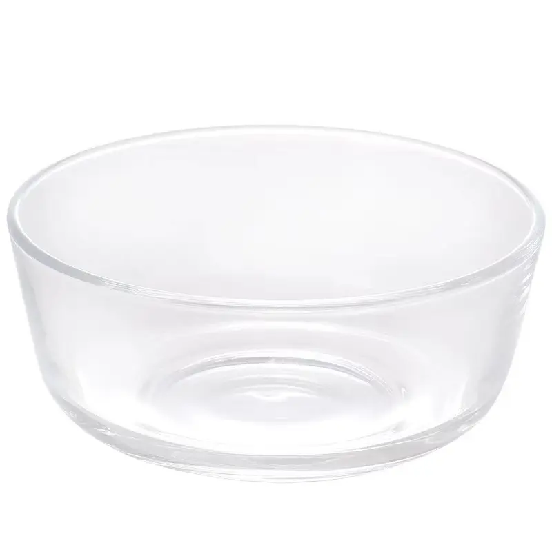 Tigela de vidro transparente para salada de vidro, recipiente redondo para armazenamento de alimentos, tigela de vidro transparente por atacado