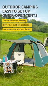 خيمة تخييم كبيرة للاستخدام الخارجي تتسع لـ <span class=keywords><strong>2</strong></span>-4 أشخاص، ذات طبقتين، مناسبة لجميع الفصول، تفتح تلقائيًا، مقاومة للماء، محمولة للرحلات والنزهات - Product Image 4