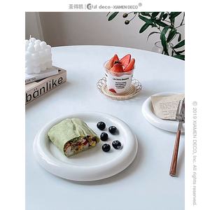 Assiettes à Dessert rondes en céramique Macaron assiettes de petit déjeuner colorées plats à bijoux - Product Image 4