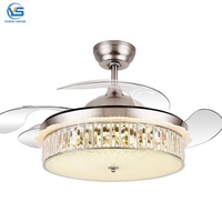Ventilateurs de plafond en cristal 42 pouces 2016, 110-220V, décoratifs, sans pales, modernes, tricolores, télécommande, LED, design rond pour la maison