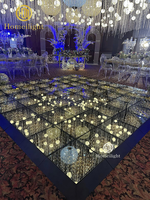 Panneau lumineux LED 16x16 pieds de haute qualité, miroir doré, effet ciel étoilé, pour piste de danse, idéal pour la location d'événements et de mariages