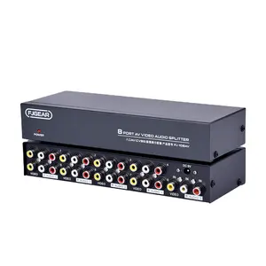 FJ-108AV Fjgear 8 PORT VIDEO AUDIO SPLITTER 1 In 8 Out Plug And Play RGB Bandwidth 250mhz With Iron Shell 2 Way Switch