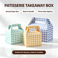Boîte à pâtisserie à carreaux de qualité supérieure avec poignée de transport facile, plusieurs couleurs, emballage pour gâteau mousse, boîte cadeau professionnelle pour boulangerie, OEM