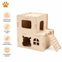 Maisonnette en bois à assembler soi-même pour hamster, 3 étages, avec balcon de observation, pour la décoration des hamsters nains - Vente en gros