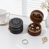 Organisateur de bijoux multifonction en cuir PU tendance, étui de voyage portable pour ranger les bagues, les clous d'oreilles et les bijoux