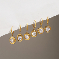 JD 18K Gold Edelstahl Geometrische Achteck Quadrat Tropfen-Ohrringe Oval Rund CZ Hypoallergener Minimalistischer Eleganter Schicker Schmuck