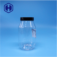 Pot en plastique PET transparent de haute qualité, à large ouverture, étanche, sans BPA, avec bouchon à vis pour le stockage de bonbons et de collations