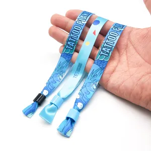 Eco Friendly Hot Sell High Quality Event Party Custom Hand Band Colorful Print With Slide Stopper Satin Ribbon Fabric Wristband