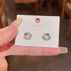 Hành Tinh Màu Xanh Zircon Bông Tai S925 Bạc Kim Thiết Kế Tiên Tiến Stud Bông Tai Đồ Trang Sức Phụ Nữ