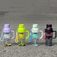 C312 Tasse à thé portable haute couleur Séparation bulle Portable Double boisson tasse grande capacité bouteille d'eau en plastique avec poignée