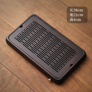 Bandeja para té, pequeña bandeja doméstica para almacenamiento de agua, bandeja de drenaje para mesa de té, juego de té rectangular simple de bambú de tamaño mediano y pequeño - Product Image 1