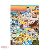 Peinture à l'huile purement peinte à la main, paysage de ville méditerranéenne de Santorin, pour salon, tableau décoratif moderne