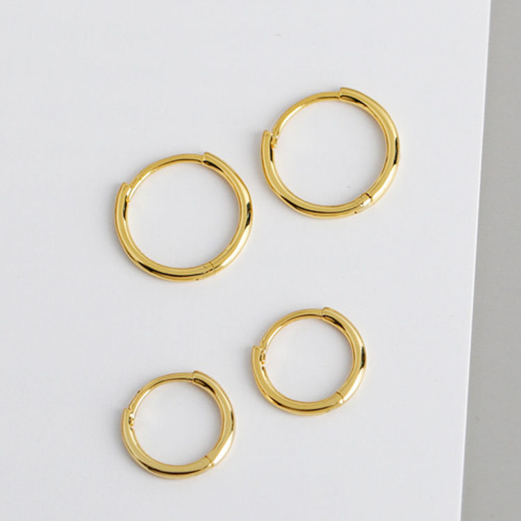 Simple Geometric Custom Hoop Jewelry 925 Sterling Silver Gold Color Circle Huggie Earrings For Women 