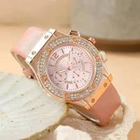 Jam Tangan NYY Set Jam Tangan Kuarsa Wanita Berlian Imitasi Mewah Modis Elegan untuk Anak Perempuan Jam Wanita Relogio Feminino