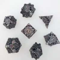 7 buah/set Rpg polihedral kustom dadu penjara berwarna-warni dan naga permainan padat Dnd dadu logam berongga