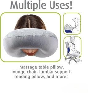 Oreiller de voyage pour <span class=keywords><strong>avion</strong></span> à microbilles double face bleu, super doux et confortable, en peluche et spandex rafraîchissant, avec soutien cervical personnalisable - Product Image 4