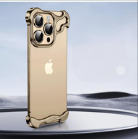 Coque de téléphone antichoc en alliage d'aluminium, design armure sans bordure, protection de l'objectif, décorée en-moulage pour 12 13 14 15 16 Pro Max