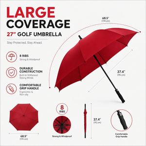 Paraguas de Golf Profesional de 27 Pulgadas, Resistente al Viento, 8 Varillas, Apertura Automática, Paraguas Grandes para Lluvia, Venta al Por Mayor con Estructura de Fibra de Vidrio - Product Image 4