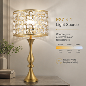 Lampe de table en cristal doré de luxe, ampoule E27, trois couleurs, lampe de chevet pour chambre à coucher, hôtel, salon, lumière décorative de chevet - Product Image 4