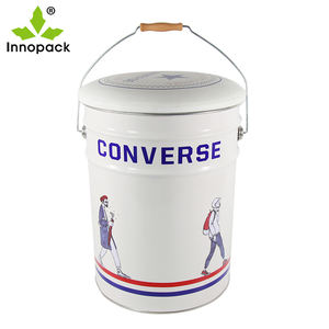 Full Color Printed 1L 2L 3L Metal <b>Tin</b> <b>Bucket</b> with Snap-on Lid Food Grade Steel Round Can for Water Paint and Food Storage - Product Image 4