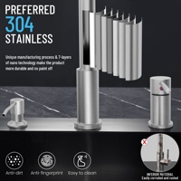 Robinet mélangeur de cuisine moderne AOWE à poignée unique flexible en céramique, nickel brossé, acier inoxydable, à poser sur comptoir, pour usage hospitalier