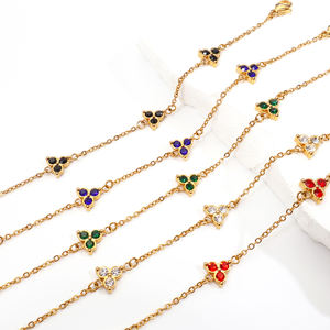 Olivia Trendy mavi kırmızı renkli zirkon bilezik paslanmaz çelik 18k altın kaplama moda erkekler kadınlar için su geçirmez bilezik - Product Image 2