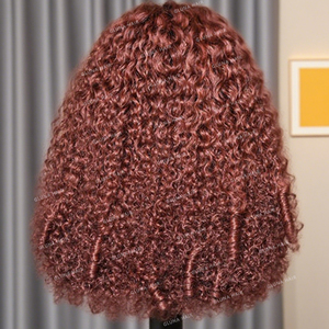 Parrucche di <span class=keywords><strong>Capelli</strong></span> Umani <span class=keywords><strong>Ricci</strong></span> a Spirale Grande Rosso Cola Ciliegia, Parrucche Frontali in Pizzo Invisibile 13x4 360, Parrucche con Chiusura in Pizzo Senza Colla 7x5 - Product Image 5