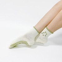 Kaos Kaki Pilates 2026 Model Bubble Cuff dengan Bordir Blok Warna Bunga, Anti Selip Ganda, Bagian Dalam Anti Selip yang Ditingkatkan
